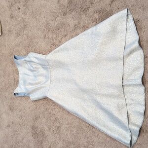 Fit and flair iridescent high low midi dress